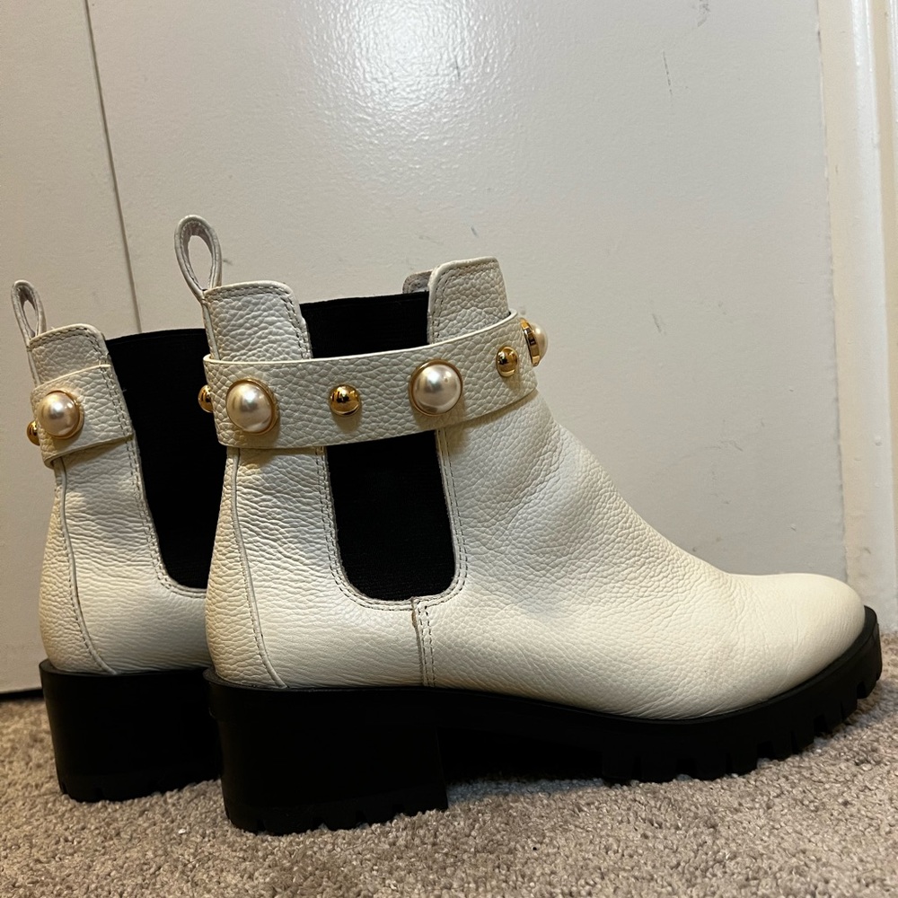 Karl Lagerfeld Paris Pola Faux Pearl Studded Chelsea Boots - Picture 2 of 7